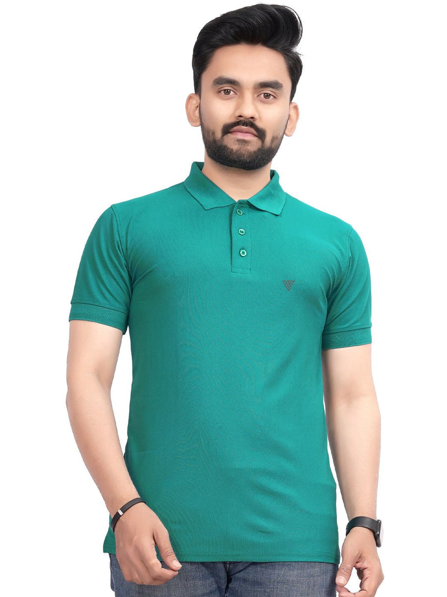 Men's Polo Collar Regular -Fit T-Shirt — Teal — Custom Print Studio
