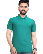 Men's Polo Collar Regular -Fit T-Shirt — Teal — Thumbnail 2
