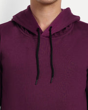 Unisex Hooded Long Sleeves Sweatshirt — Burgundy — Thumbnail 4