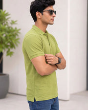 Men's Polo Collar T-Shirt — Green — Thumbnail 6