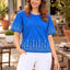 Women Printed T-shirt — Blue