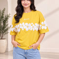 Women's Floral Printed Relaxed Fit T-Shirt — Yellow