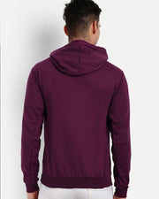 Unisex Hooded Long Sleeves Sweatshirt — Burgundy — Thumbnail 5