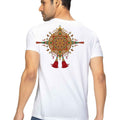 Royal Gold Floral Rakhi Festive Graphic Cotton T-Shirt — White