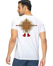 Royal Gold Floral Rakhi Festive Graphic Cotton T-Shirt — White — Thumbnail 1