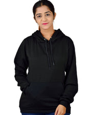 Women's Hooded Pullover Fleece Sweatshirt — Black — Thumbnail 1