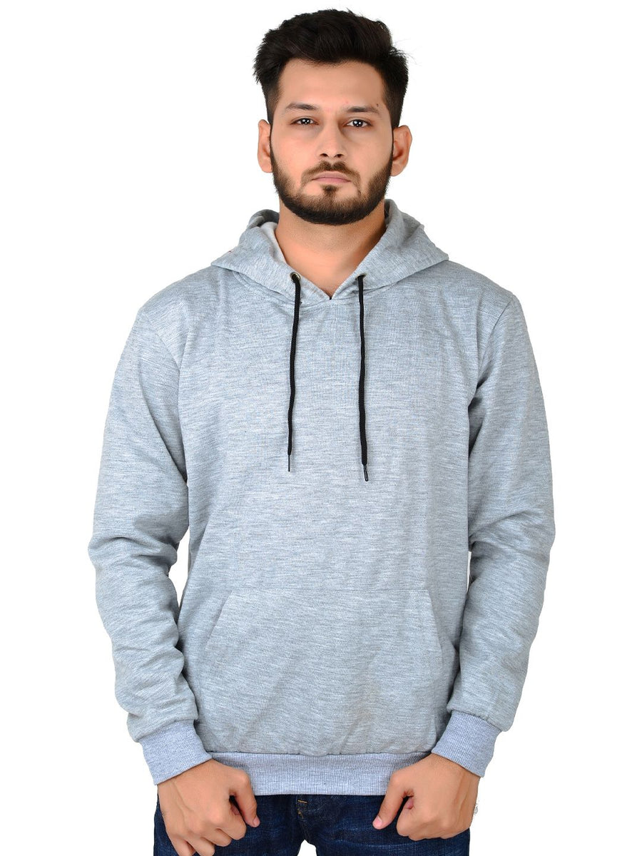 Unisex Hooded Long Sleeves Sweatshirt — Grey Melange — Custom Print Studio