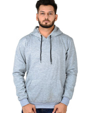 Unisex Hooded Long Sleeves Sweatshirt — Grey Melange — Thumbnail 4
