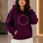 Women Embellished Hooded Sweatshirt — Burgundy