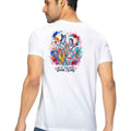 Radha Krishna Divine Colors Holi Graphic Cotton T-Shirt — White