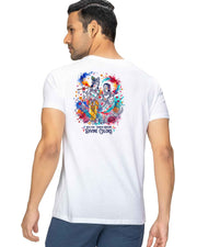 Radha Krishna Divine Colors Holi Graphic Cotton T-Shirt — White — Thumbnail 1