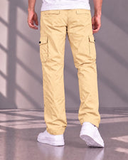 Men's Cotton Multi-Pocket Utility Cargo Pants — Camel — Thumbnail 4