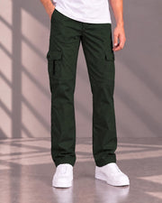 Men's Cotton Multi-Pocket Utility Cargo Pants — Dark Green — Thumbnail 5