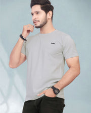 Men Henley Neck Pure Cotton Pockets T-shirt — Grey — Thumbnail 2