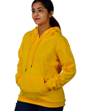 Unisex Long Sleeves Fleece Hooded Pullover Sweatshirt — Yellow — Thumbnail 4