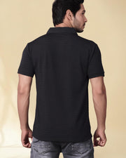 Men's Regular Fit Polo T-Shirt Half Sleeve Lightweight Polyester Black — Thumbnail 3
