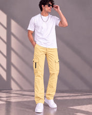 Men's Cotton Multi-Pocket Utility Cargo Pants — Camel — Thumbnail 5