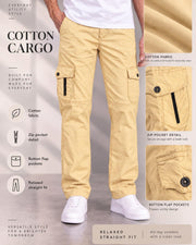 Men's Cotton Multi-Pocket Utility Cargo Pants — Camel — Thumbnail 3