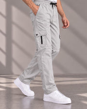 Men's Cotton Multi-Pocket Utility Cargo Pants — Grey — Thumbnail 2