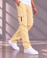 Men's Cotton Multi-Pocket Utility Cargo Pants — Camel — Thumbnail 2