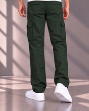Men's Cotton Multi-Pocket Utility Cargo Pants — Dark Green — Thumbnail 4