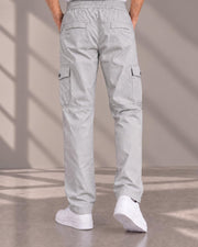 Men's Cotton Multi-Pocket Utility Cargo Pants — Grey — Thumbnail 4