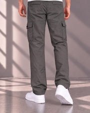 Men's Cotton Multi-Pocket Utility Cargo Pants — Dark Grey — Thumbnail 4