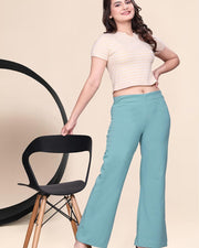 Women's Stretch Bell Bottom Flared Pants — Teal blue — Thumbnail 2