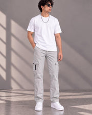Men's Cotton Multi-Pocket Utility Cargo Pants — Grey — Thumbnail 5