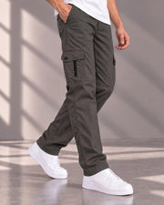 Men's Cotton Multi-Pocket Utility Cargo Pants — Dark Grey — Thumbnail 2