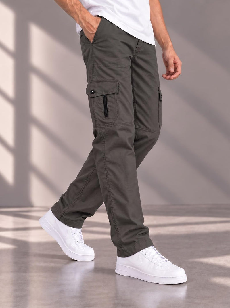 Men's Cotton Multi-Pocket Utility Cargo Pants — Dark Grey — Quality Craftsmanship Anatomy