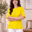 Women's Printed Drop-Shoulder Sleeves T-Shirt — Yellow