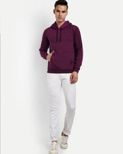 Unisex Hooded Long Sleeves Sweatshirt — Burgundy — Thumbnail 6