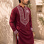 Men Maroon Floral Motif DTF Printed Kurta