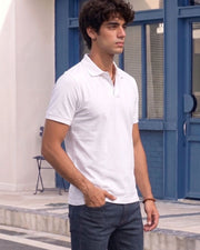 Men's All-Over Printed Polo Collar T-Shirt — White — Thumbnail 2