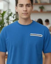Men Organic Cotton Blend Pockets T-shirt — Blue — Thumbnail 3