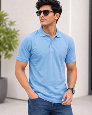 Men's Polo Collar T-Shirt — Blue — Thumbnail 7