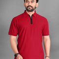 Men's Polo Collar Pockets T-Shirt — Red