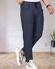 Men Mid-Rise Track Pants — Navy Blue — Thumbnail 3