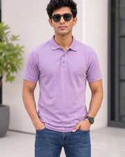 Men's Polo Collar T-Shirt — Purple — Thumbnail 1
