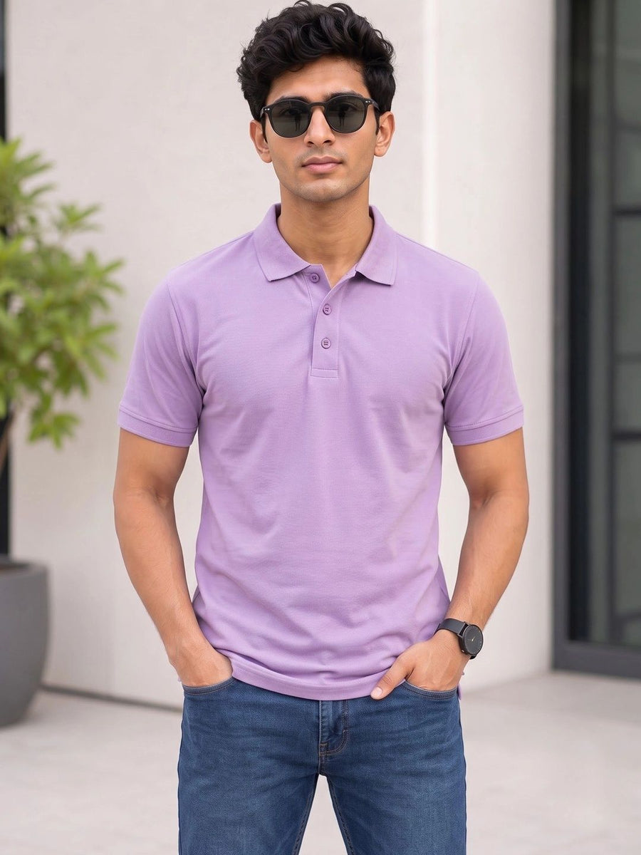 Men's Polo Collar T-Shirt — Purple — Custom Print Studio