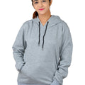 Unisex Long Sleeves Fleece Hooded Pullover Sweatshirt — Grey Melange