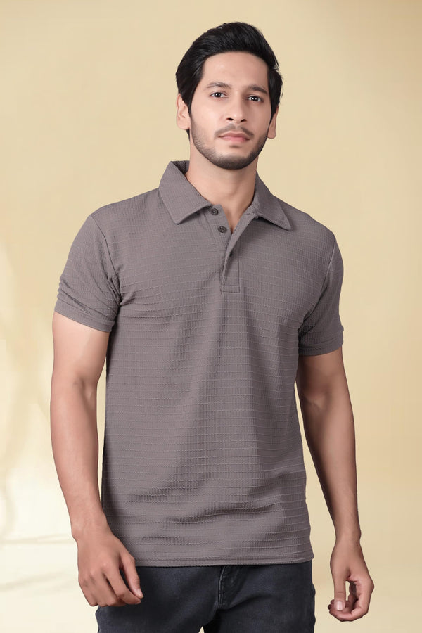 Men's Regular Fit Polo T-Shirt Half Sleeve Lightweight Polyester Grey — Tshirt Factory India Direct Wholesale Manufacturer