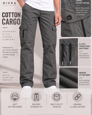 Men's Cotton Multi-Pocket Utility Cargo Pants — Dark Grey — Thumbnail 3