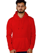 Hooded Fleece Pullover Sweatshirt — Red — Thumbnail 1