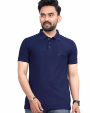 Men's Polo Collar T-shirt — Navy Blue — Thumbnail 1