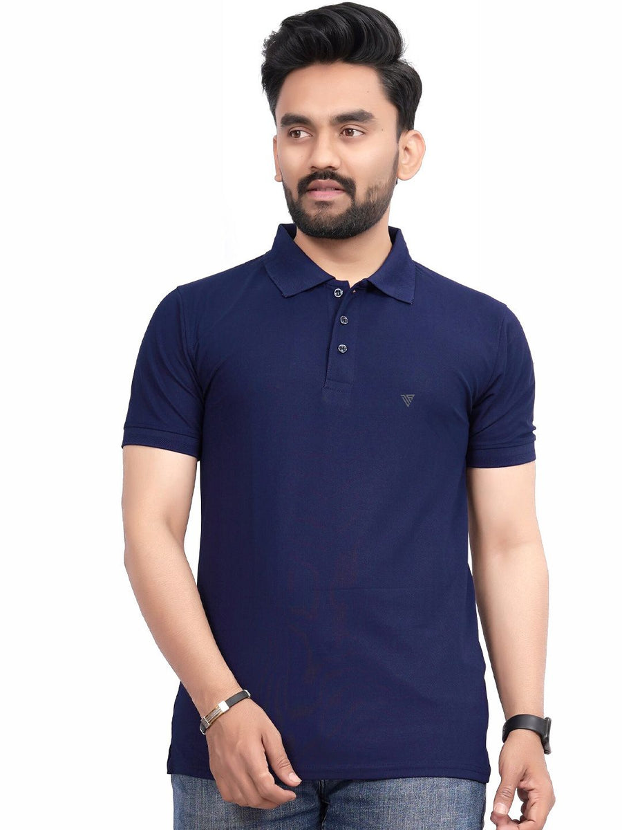 Men's Polo Collar T-shirt — Navy Blue — Custom Print Studio