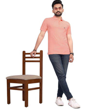 Men's Polo Collar Regular -Fit T-Shirt — Peach — Thumbnail 2