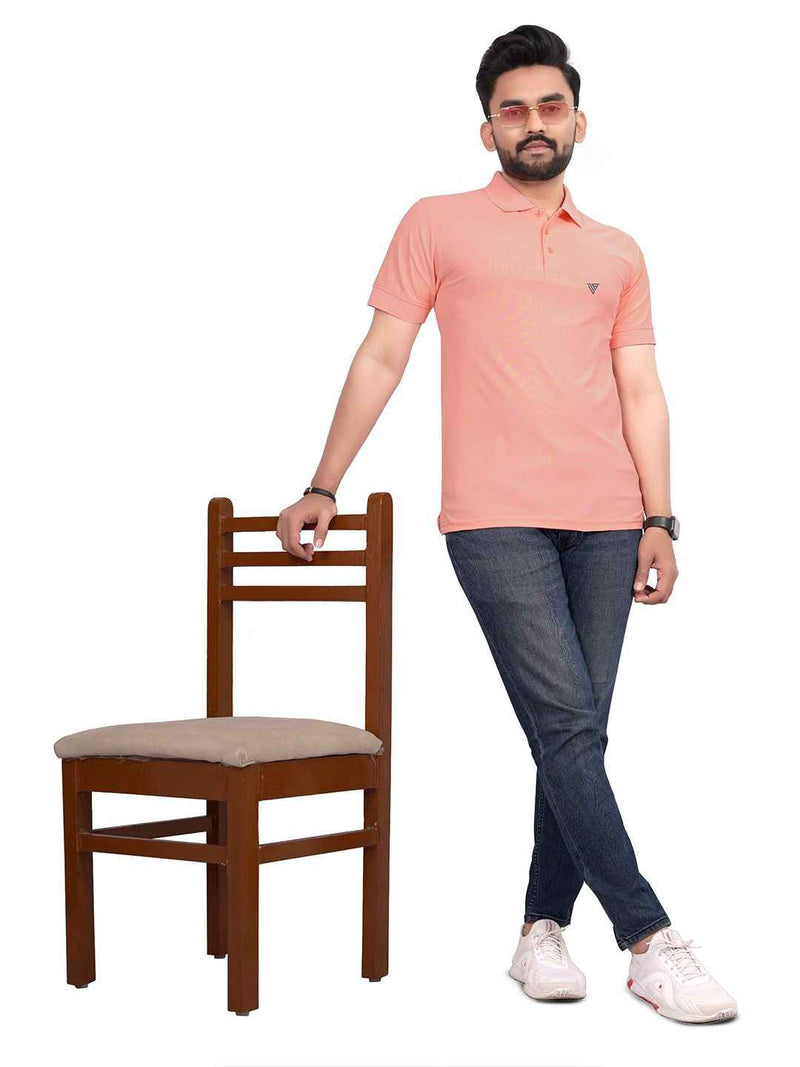 Men's Polo Collar Regular -Fit T-Shirt — Peach — Quality Craftsmanship Anatomy
