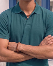 Men's All-Over Printed Polo Collar T-Shirt — Teal — Thumbnail 5